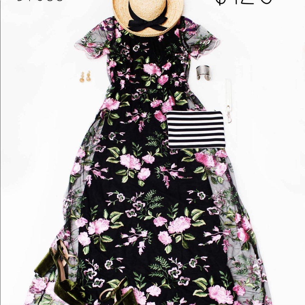 Floral Embroidered Lace Dress Overlay
